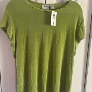Chicos traveler’s top beautiful lime green sz 3 (XL) NWT